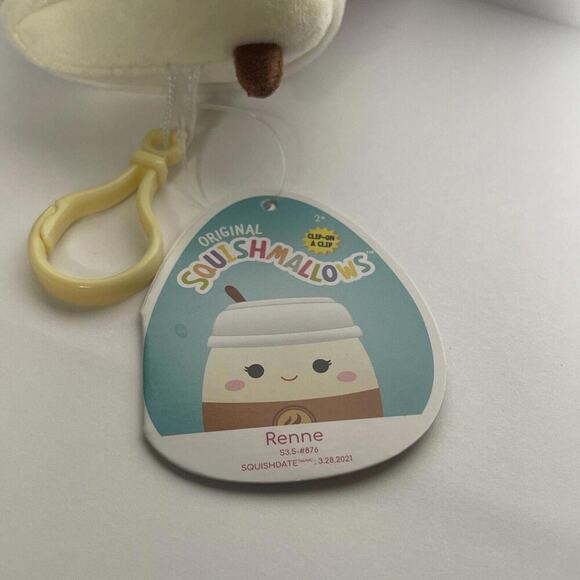 Squishmallows RENNE the LATTE / COFFEE 3.5” Clip Keychain NWT - Picture 2 of 2